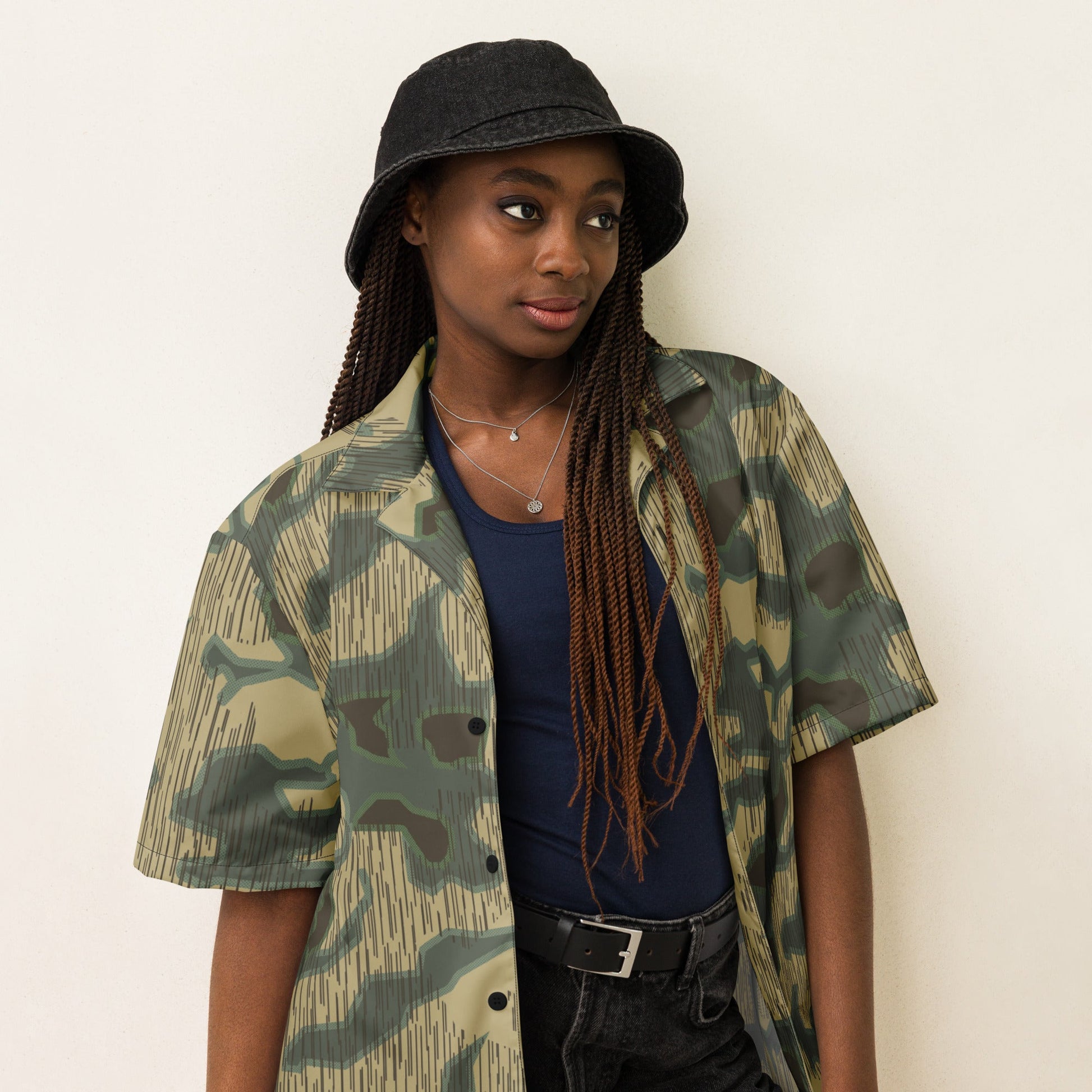 German Splittermuster Multi-terrain CAMO Unisex Short-Sleeve Button Shirt