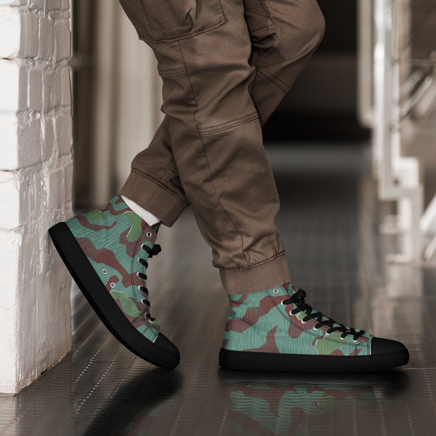 German Splittermuster Wehrmacht 31 Gebirgsjäger CAMO Mens High-Top Canvas Shoes - 5