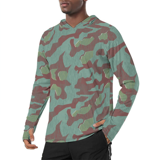 German Splittermuster Wehrmacht 31 Gebirgsjäger CAMO Mens Sunscreen Sports Hoodie With Thumb Holes - S / White - Hoodies