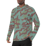 Splittermuster Mountain Troops CAMO Mens Sunscreen Sports Hoodie With Thumb Holes - S / White