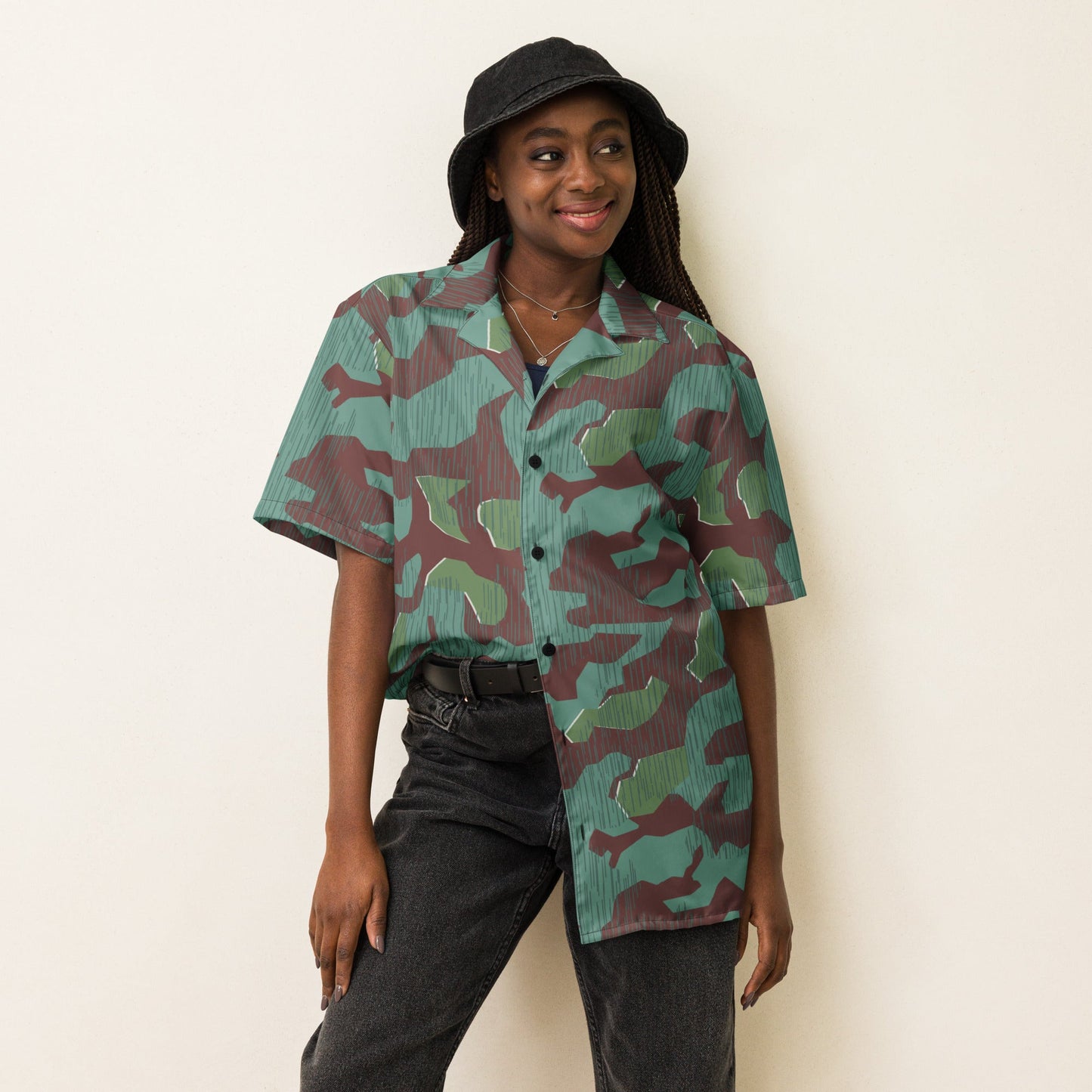 German Splittermuster Wehrmacht 31 Gebirgsjäger CAMO Unisex Short-Sleeve Button Shirt
