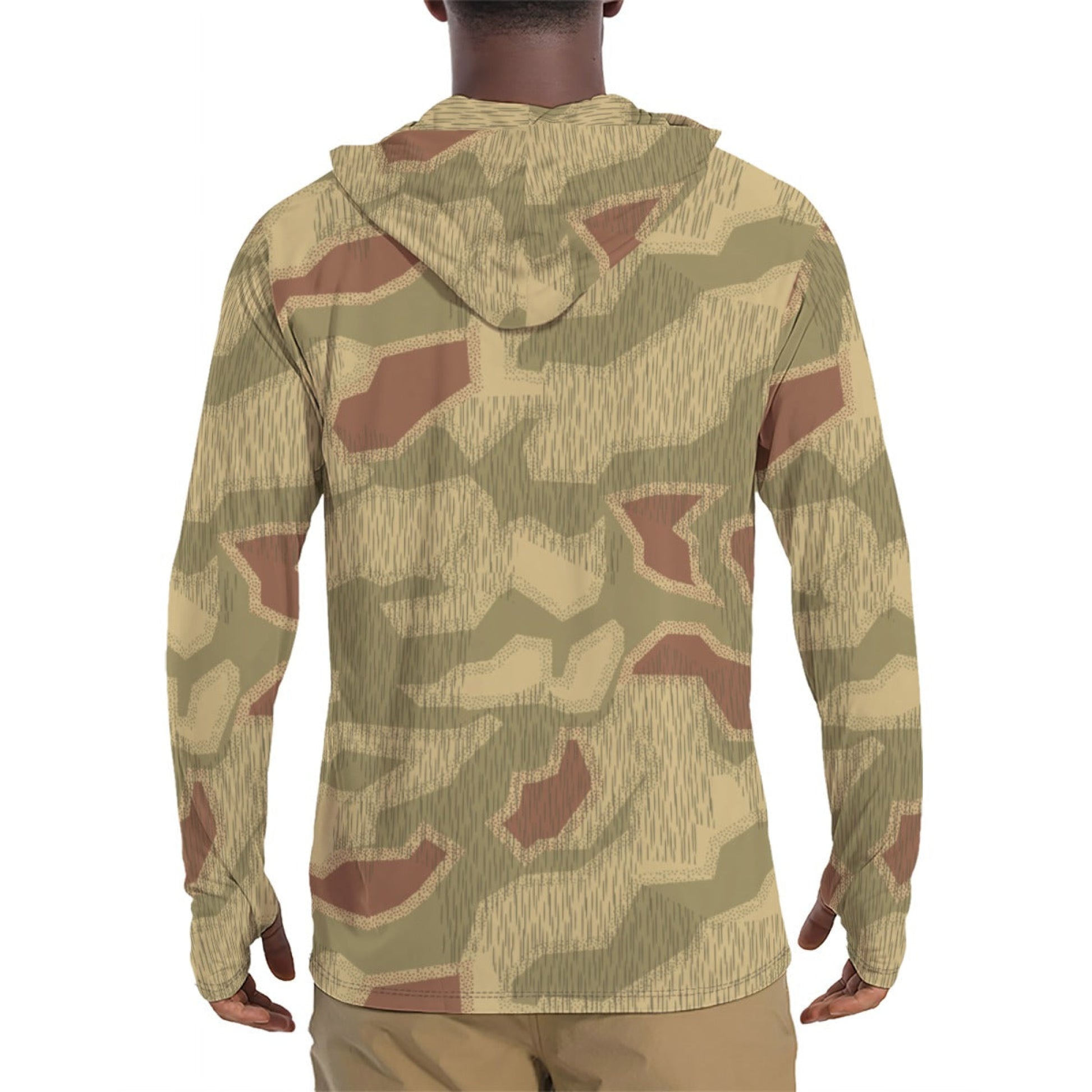 German Sumpfmuster 44 CAMO Mens Sunscreen Sports Hoodie With Thumb Holes
