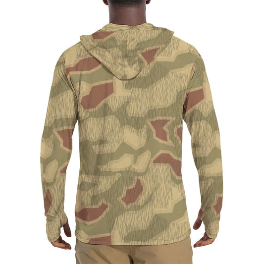 German Sumpfmuster 44 CAMO Mens Sunscreen Sports Hoodie With Thumb Holes