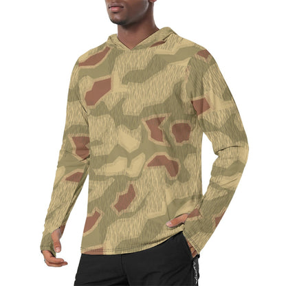 German Sumpfmuster 44 CAMO Mens Sunscreen Sports Hoodie With Thumb Holes - S / White