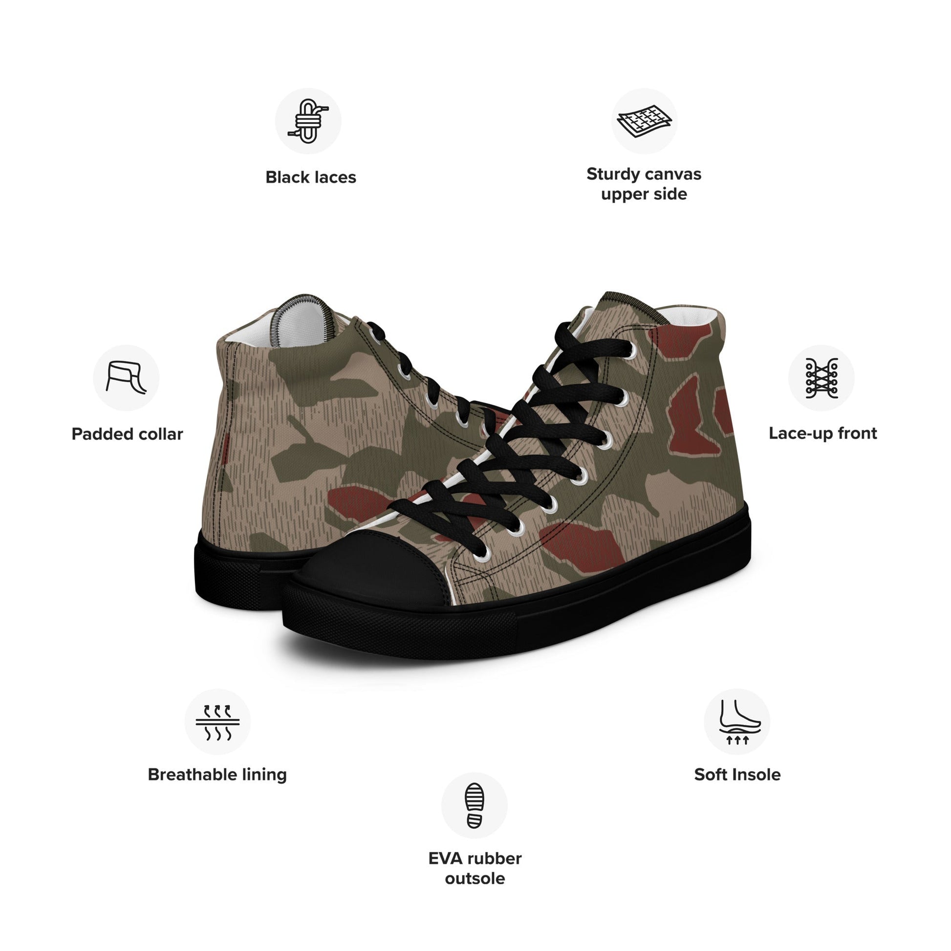 German Sumpfmuster BGS CAMO Mens high top canvas shoes High Top Canvas Shoes