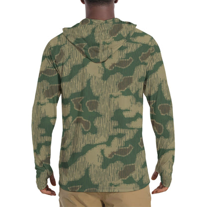 German Sumpfmuster Marsh CAMO Mens Sunscreen Sports Hoodie With Thumb Holes - S / White