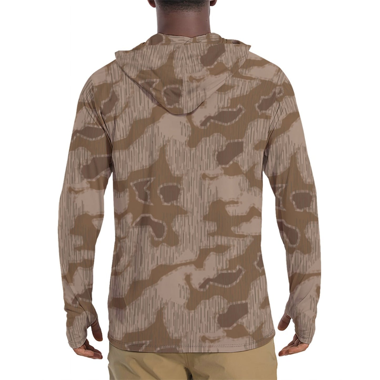 German Sumpfmuster Where Eagles Dare Movie CAMO Mens Sunscreen Sports Hoodie With Thumb Holes - S / White