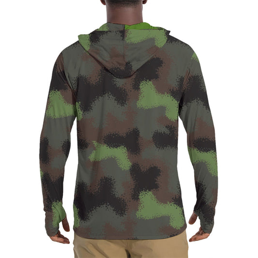 German Truppenversuch Punkttarnmuster CAMO Mens Sunscreen Sports Hoodie With Thumb Holes - Hoodies