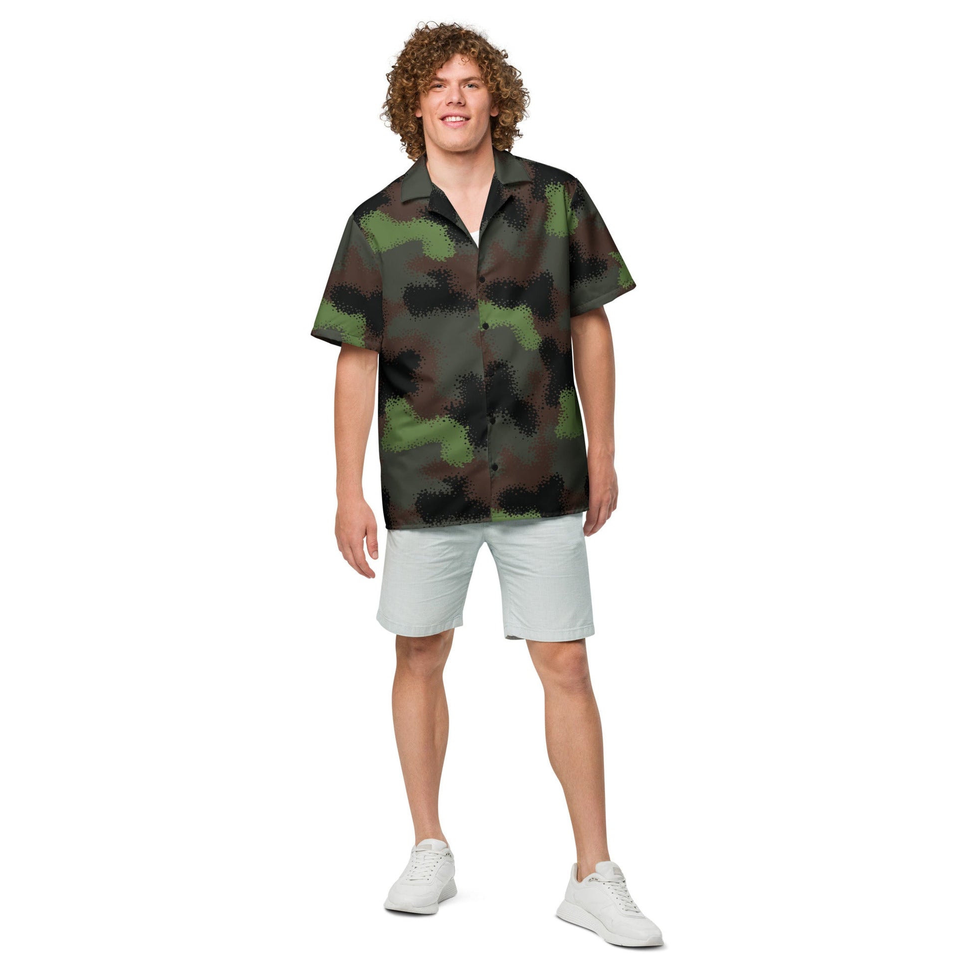 German Truppenversuch Punkttarnmuster CAMO Unisex Short-Sleeve Button Shirt