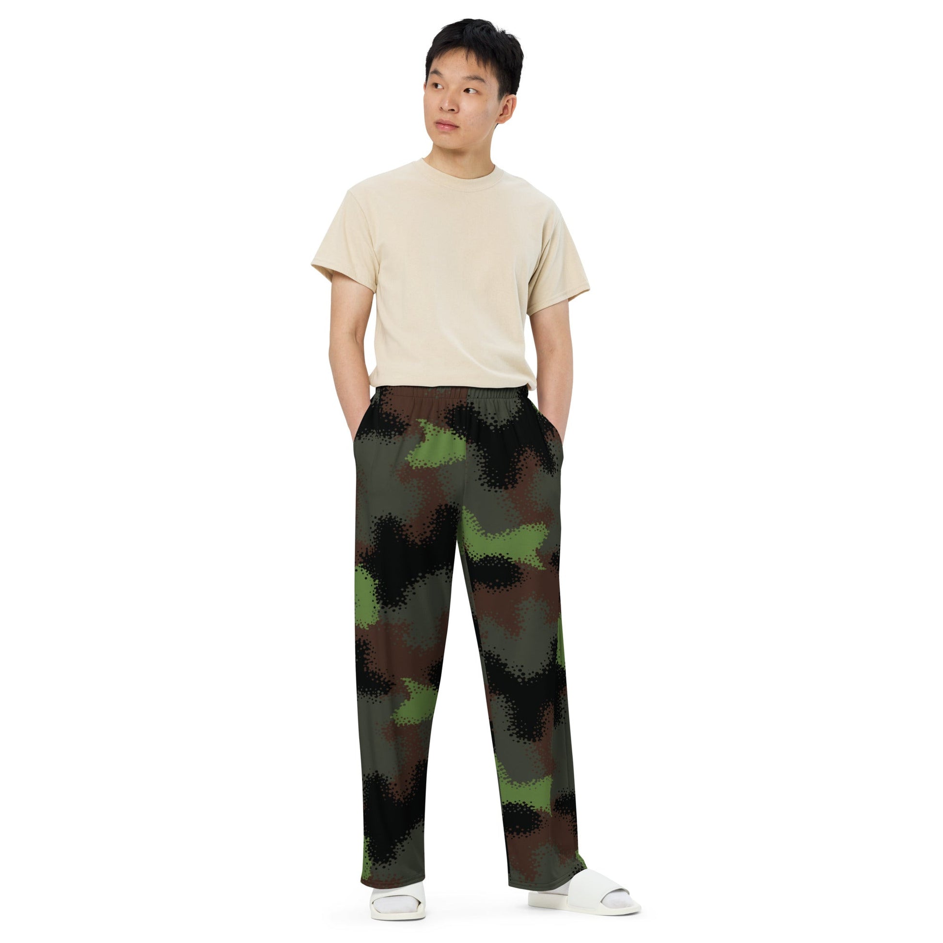 German Truppenversuch Punkttarnmuster CAMO Unisex Wide-Leg Leisure Pants