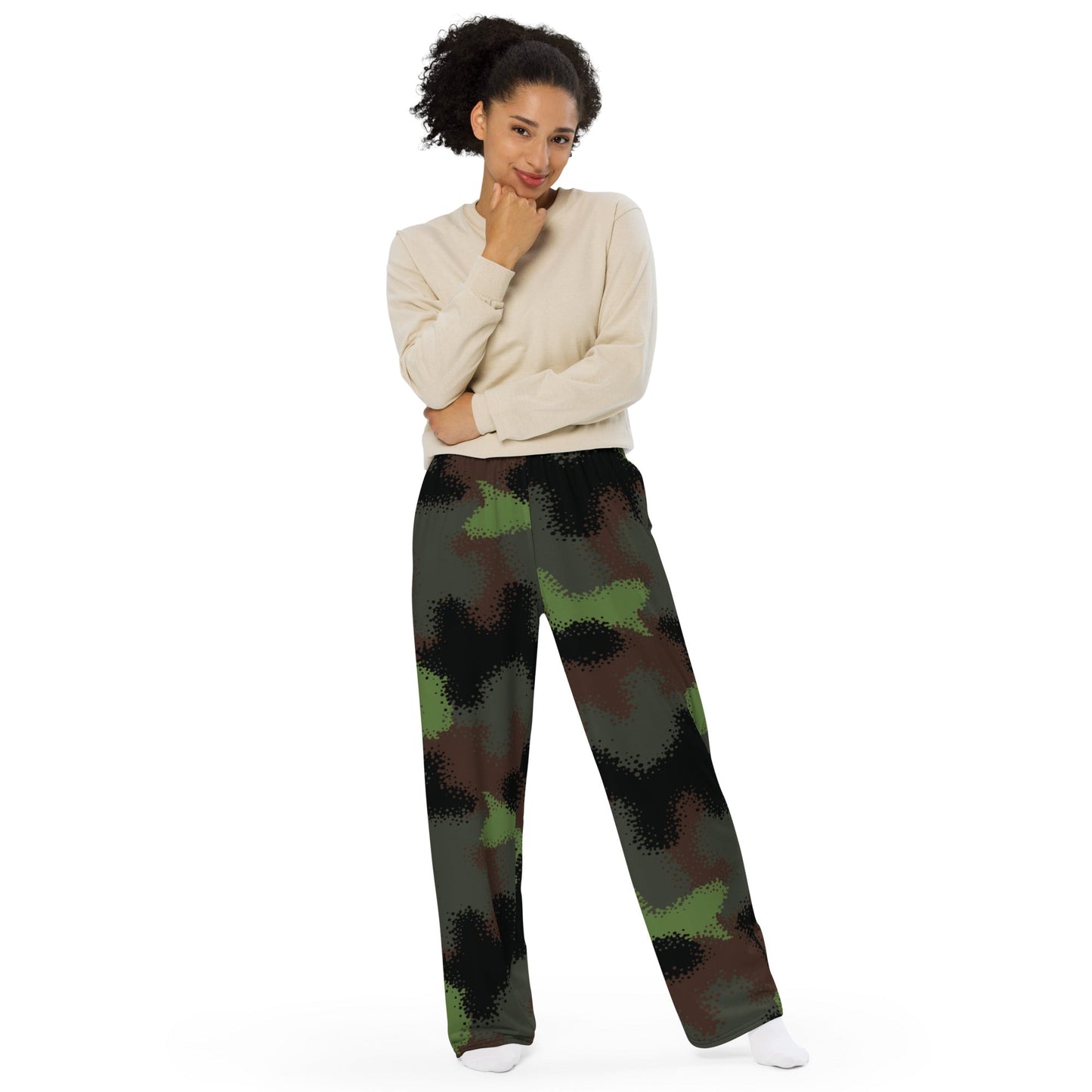 German Truppenversuch Punkttarnmuster CAMO Unisex Wide-Leg Leisure Pants