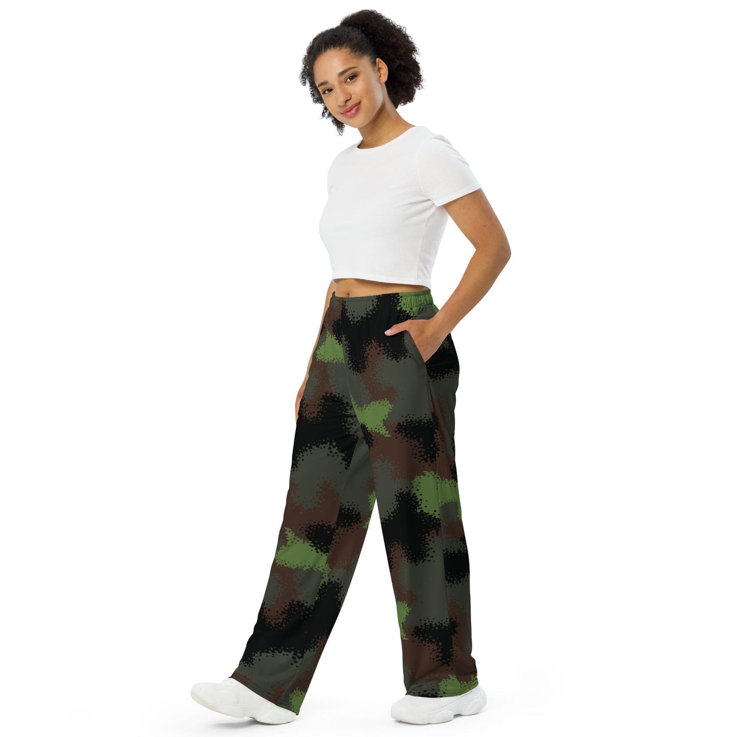 German Truppenversuch Punkttarnmuster CAMO Unisex Wide-Leg Leisure Pants