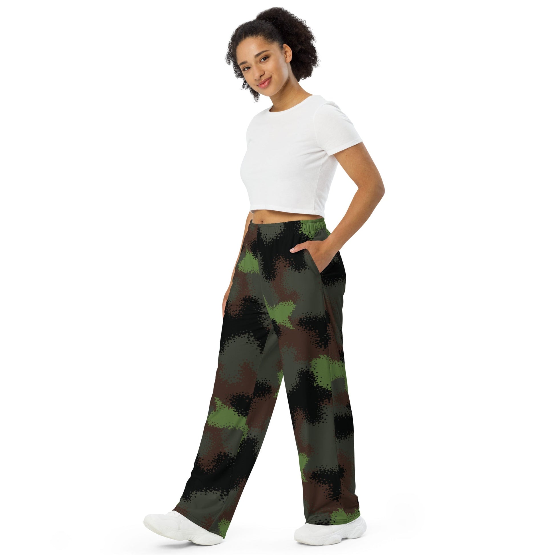 German Truppenversuch Punkttarnmuster CAMO Unisex Wide-Leg Leisure Pants