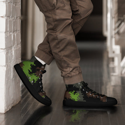 German Truppenversuch Sagezahnmuster CAMO Mens high top canvas shoes - Black / 5 - High Top Canvas Shoes
