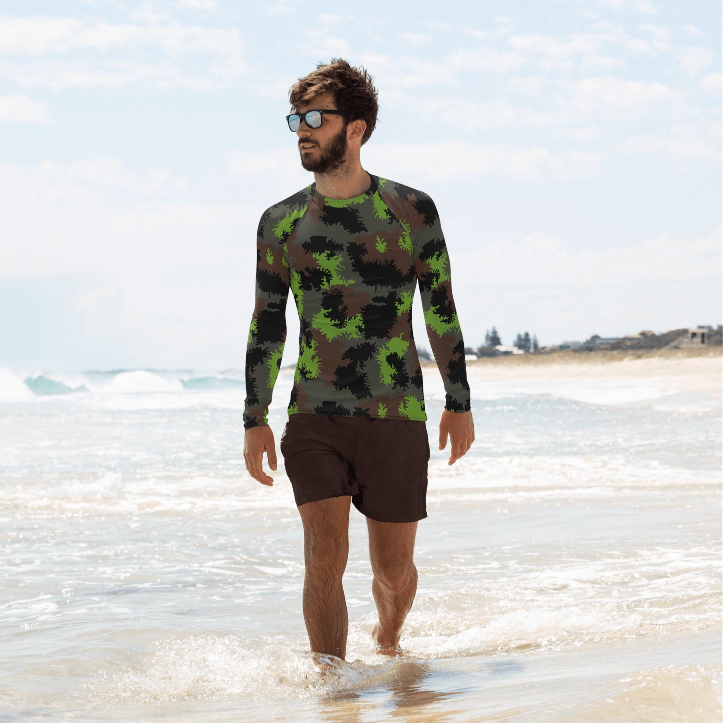 German Truppenversuch Sagezahnmuster CAMO Mens Long-sleeve Rash Guard - XS - Guards