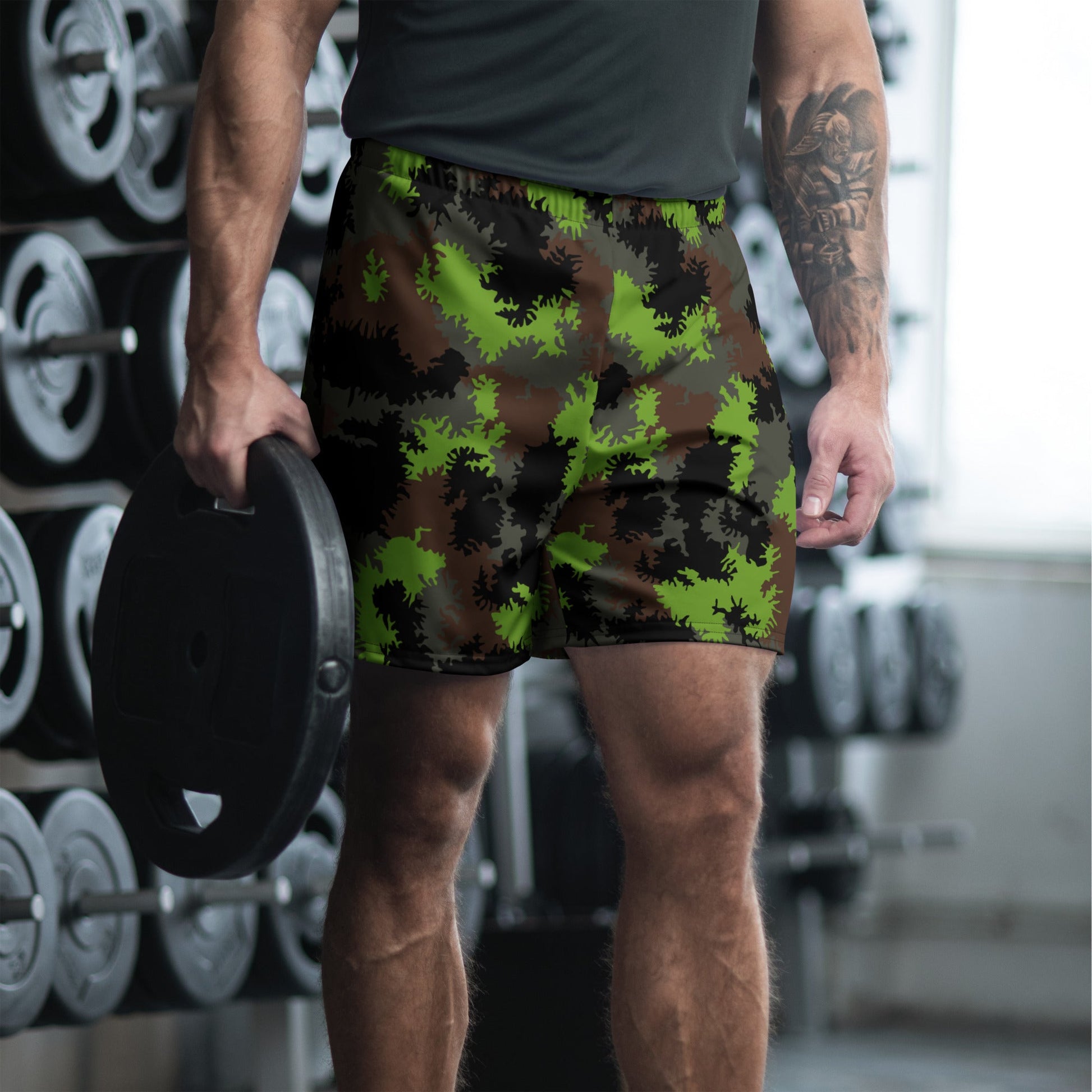 German Truppenversuch Sagezahnmuster CAMO Unisex Athletic Long Shorts - XS