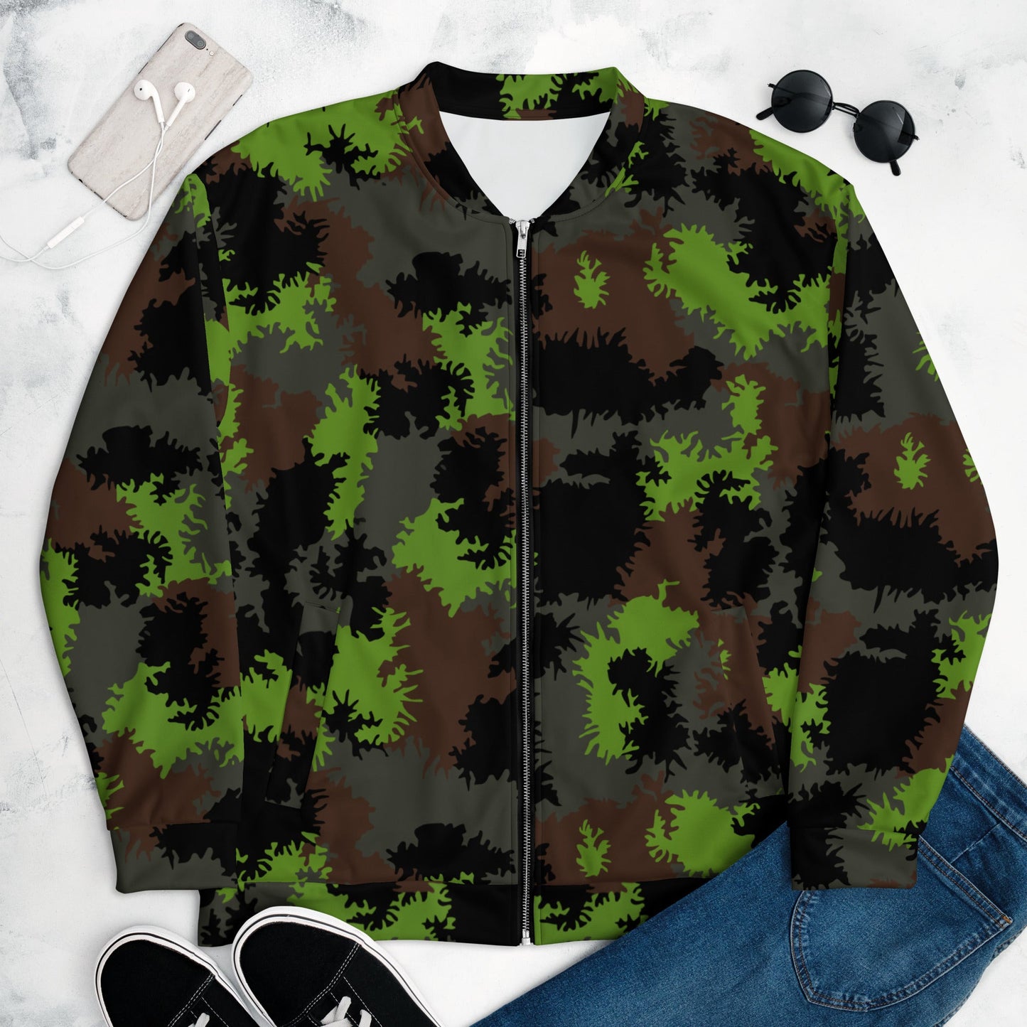 German Truppenversuch Sagezahnmuster CAMO Unisex Bomber Jacket - XS - Jackets