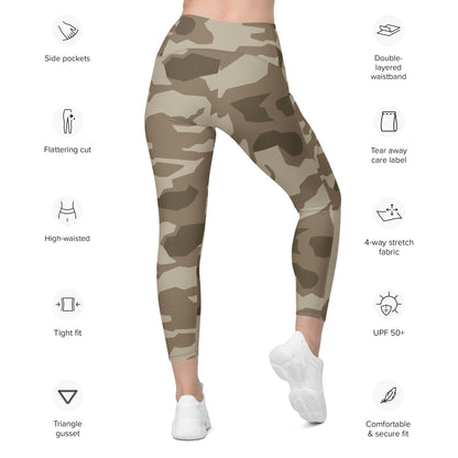 German Wolfenstein Afrika Korps Splinter CAMO Leggings with pockets - Womens With Pockets