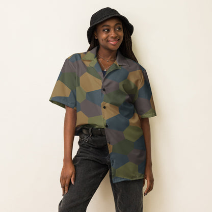 German WWI 5-Color Lozenge Aircraft CAMO Unisex Short-Sleeve Button Shirt