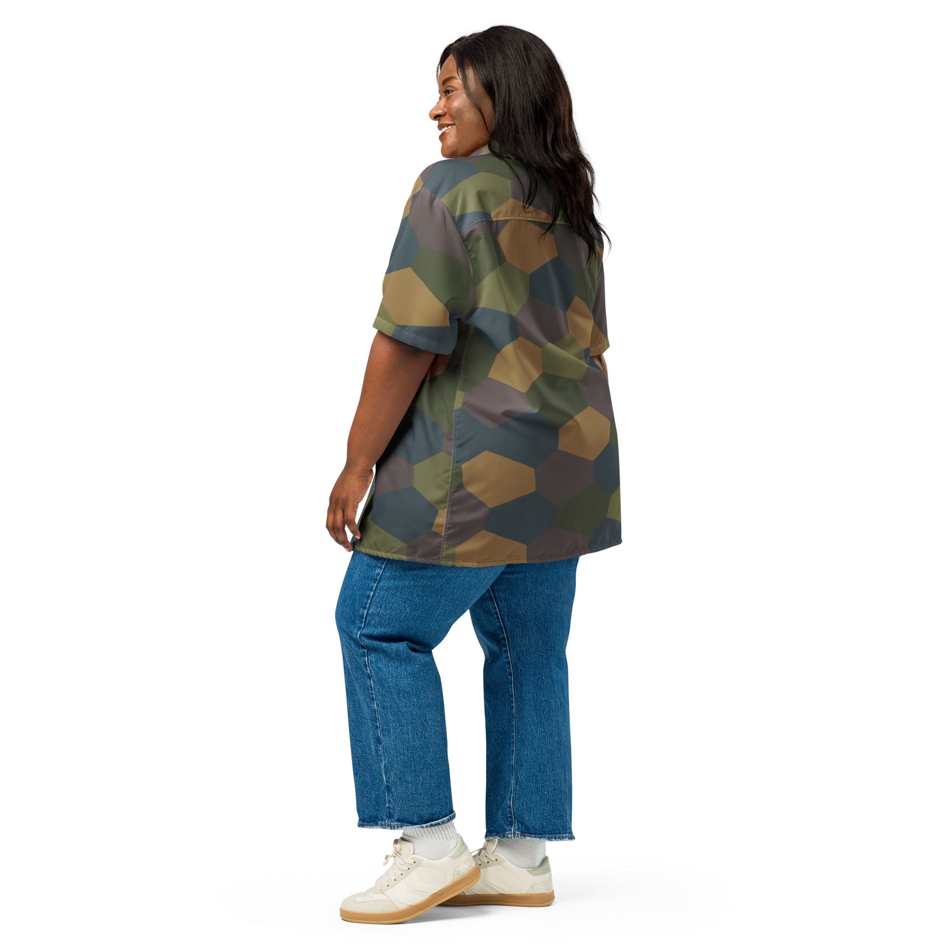 German WWI 5-Color Lozenge Aircraft CAMO Unisex Short-Sleeve Button Shirt