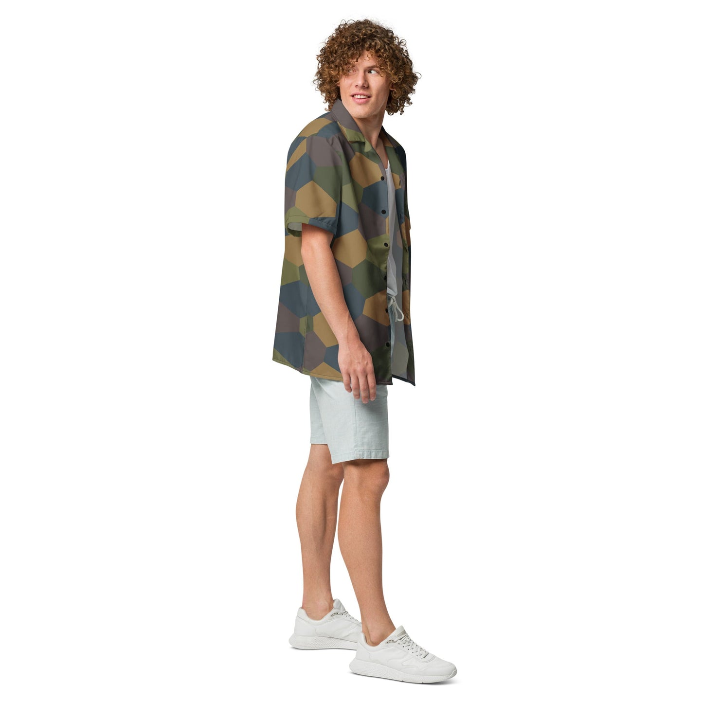 German WWI 5-Color Lozenge Aircraft CAMO Unisex Short-Sleeve Button Shirt