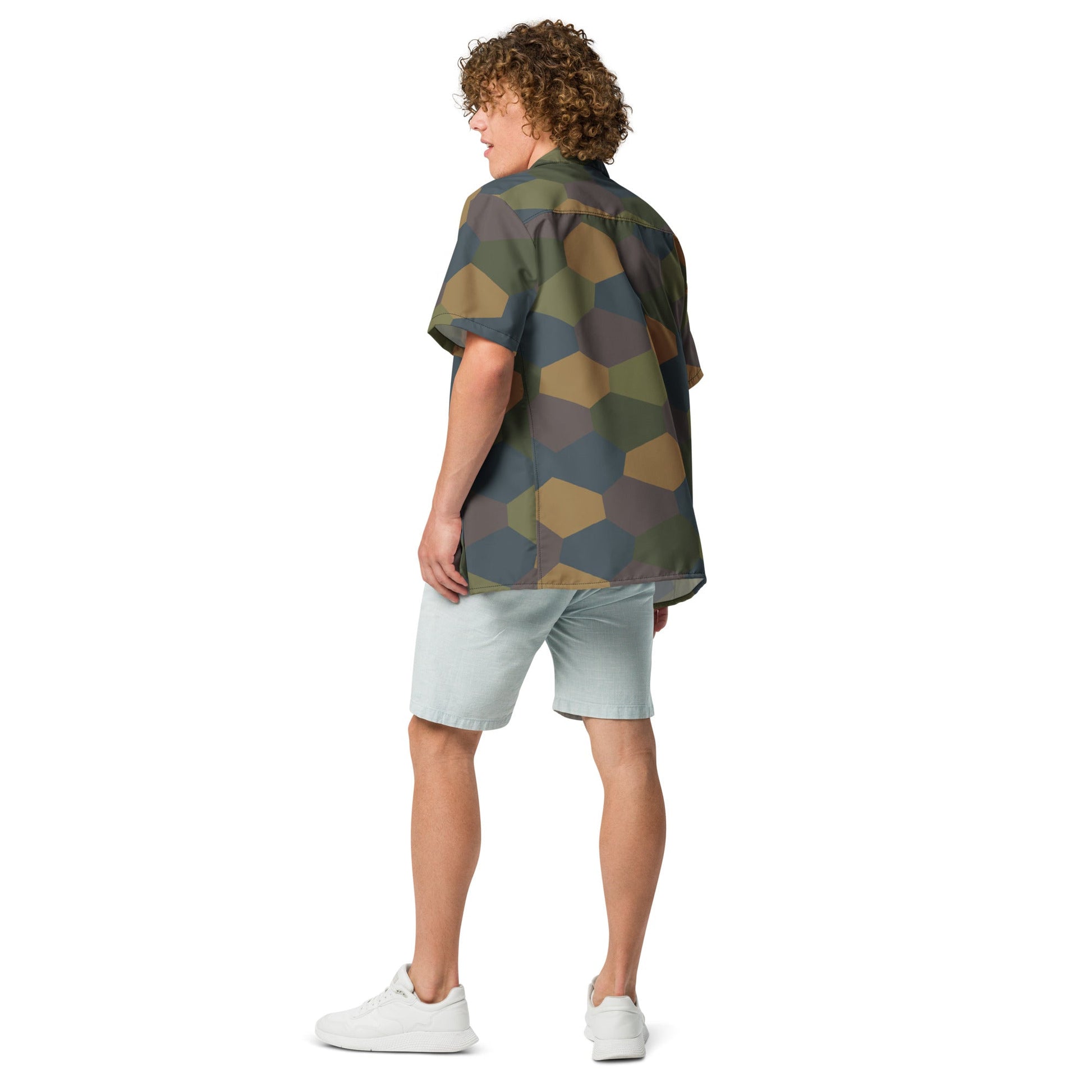 German WWI 5-Color Lozenge Aircraft CAMO Unisex Short-Sleeve Button Shirt