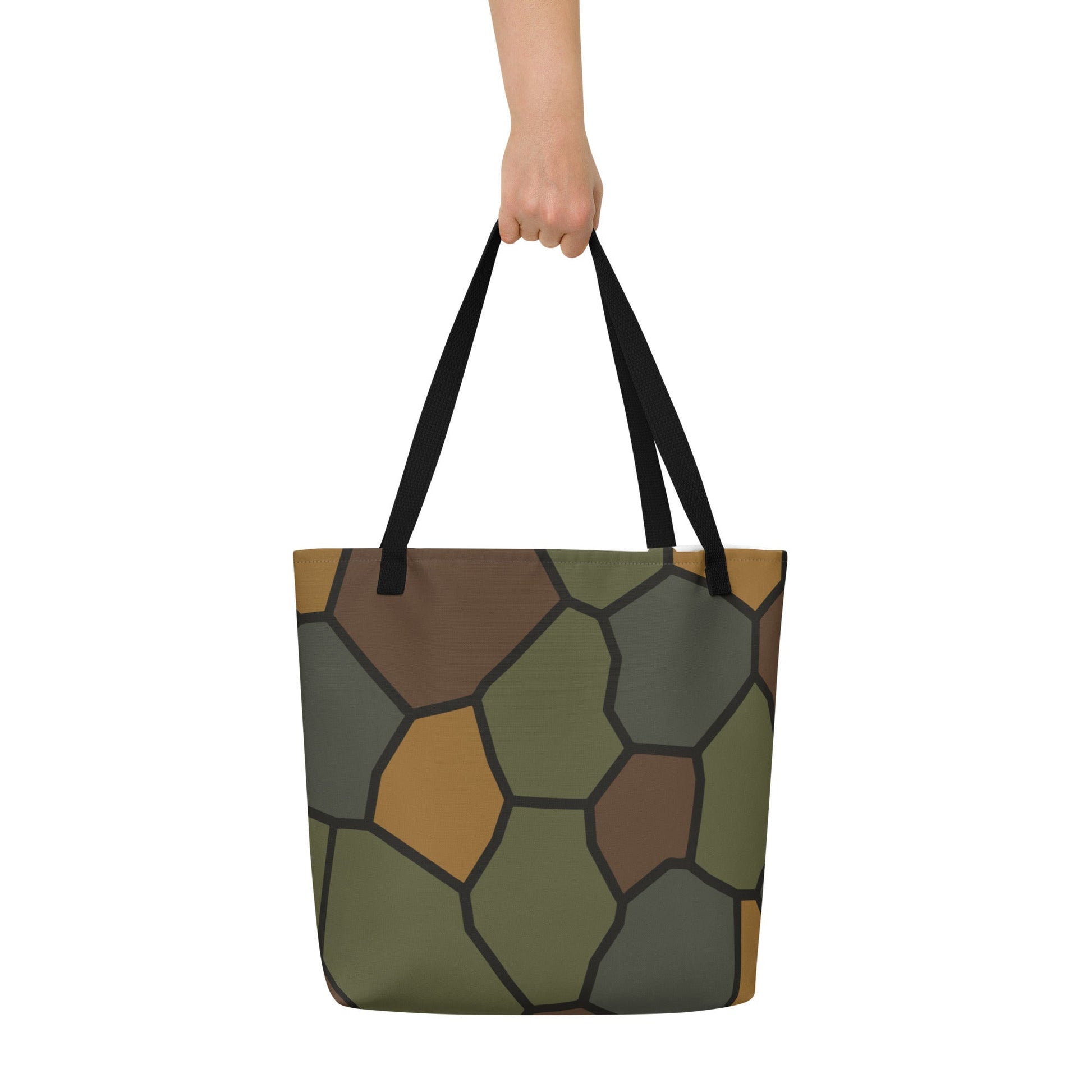 German World War I Turtle Shell Stahlhelm Helmet CAMO Large Tote Bag