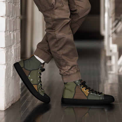 German World War I Turtle Shell Stahlhelm Helmet CAMO Mens High-Top Canvas Shoes - 5