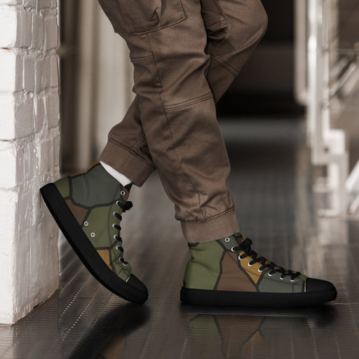 Turtle Shell Stahlhelm CAMO Mens High-Top Canvas Shoes - 5