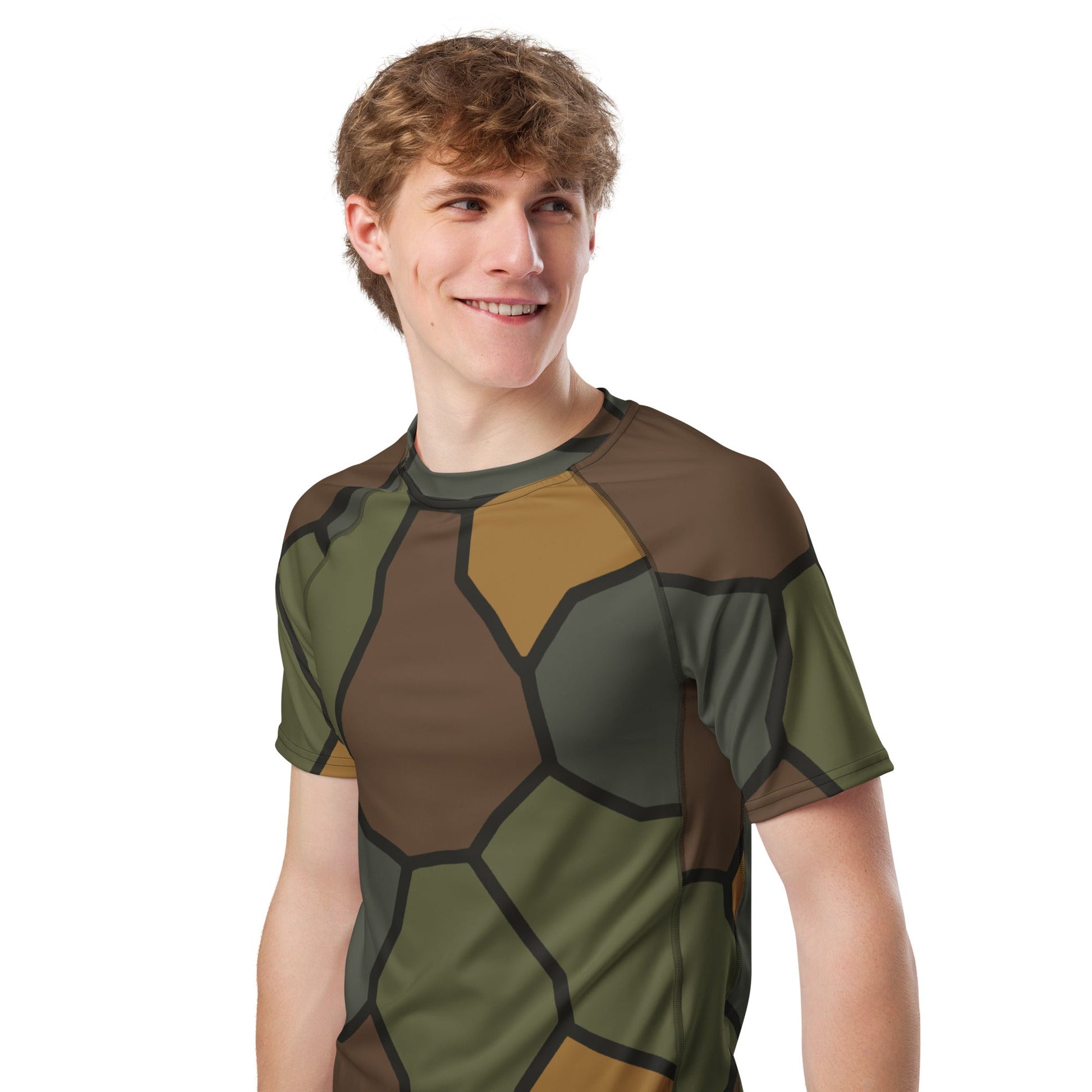 German WWI Turtle Shell Stahlhelm CAMO Mens Short-Sleeve Rash Guard