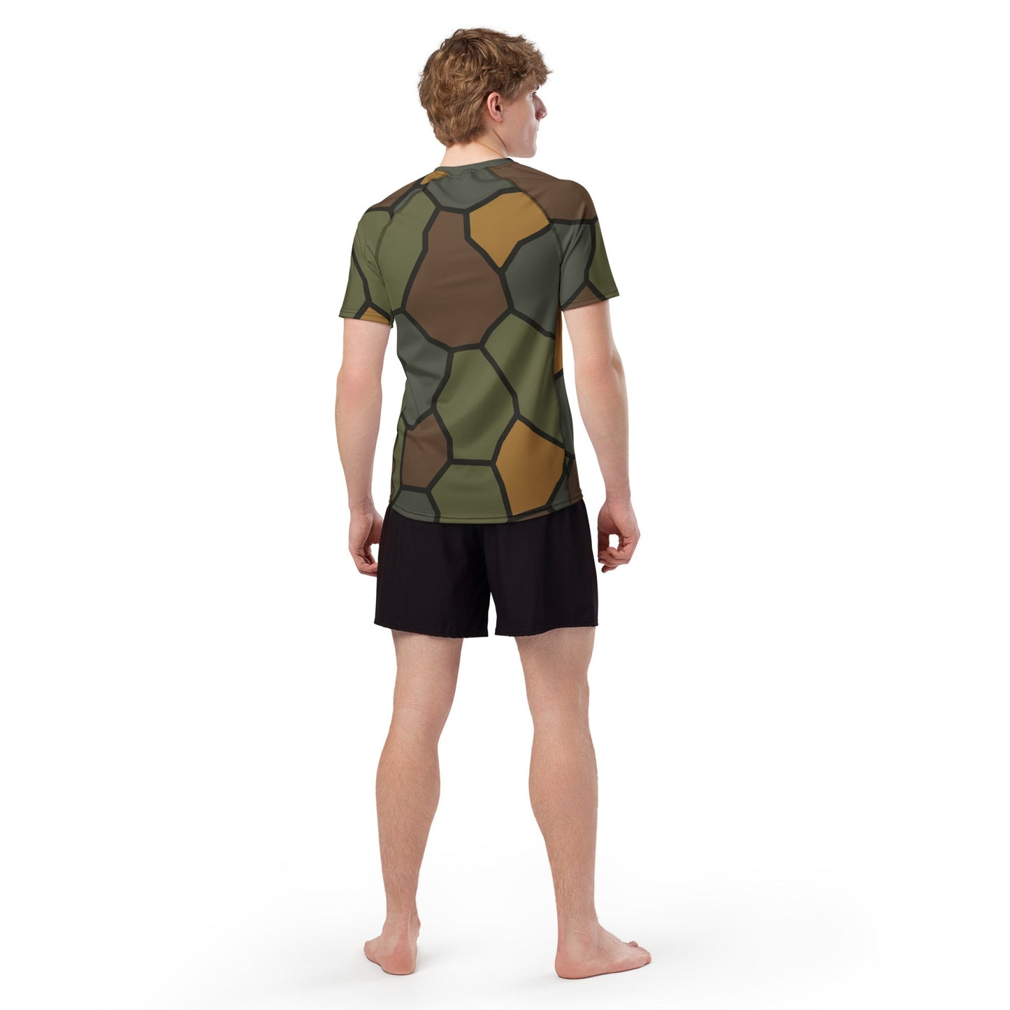 German WWI Turtle Shell Stahlhelm CAMO Mens Short-Sleeve Rash Guard