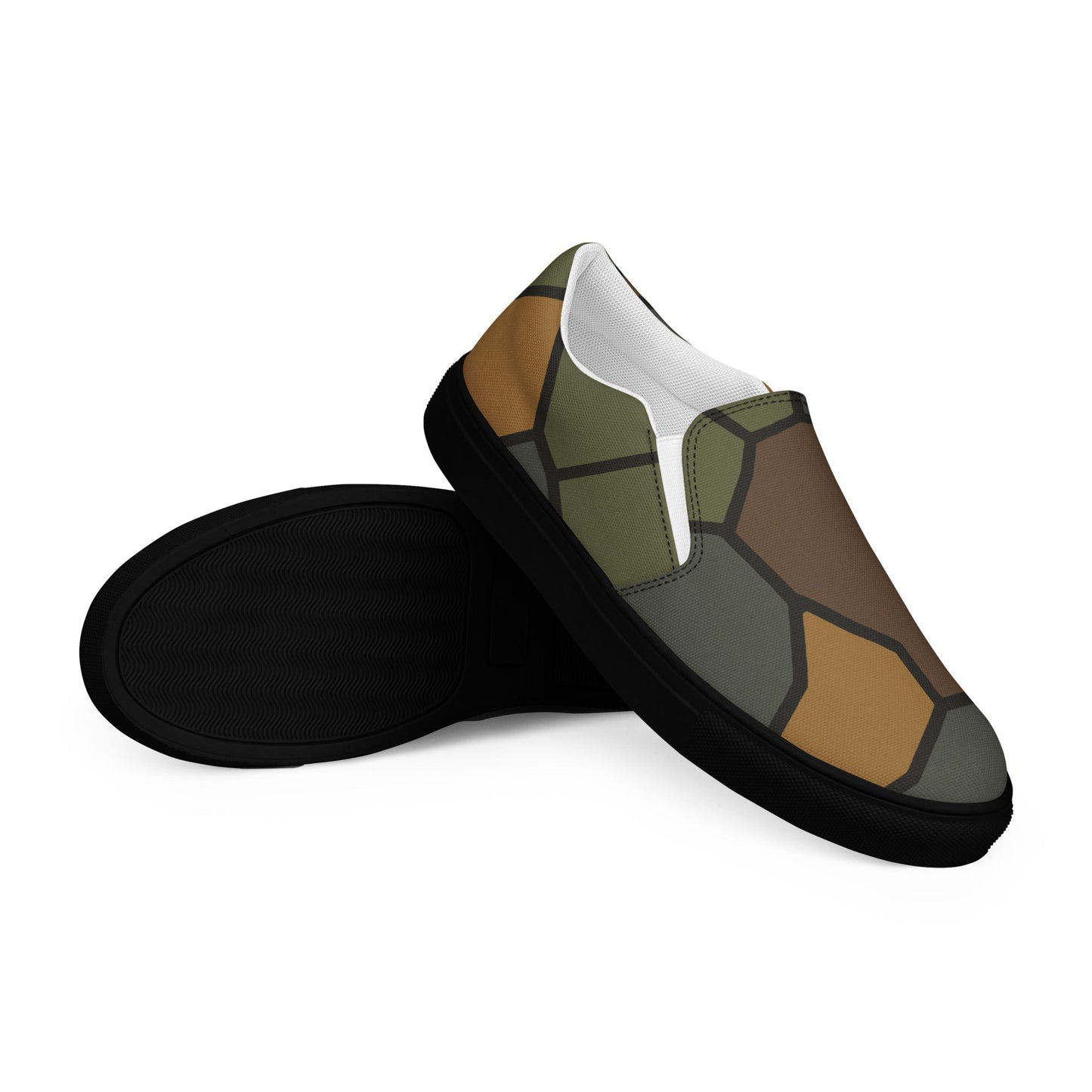 German WWI Turtle Shell Stahlhelm CAMO Mens Slip-On Canvas Shoes