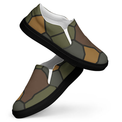 German WWI Turtle Shell Stahlhelm CAMO Mens Slip-On Canvas Shoes
