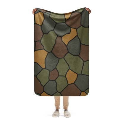 German World War I Turtle Shell Stahlhelm Helmet CAMO Sherpa Blanket - 37″×57″