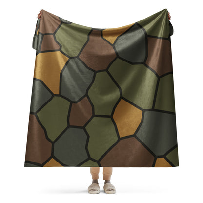 German World War I Turtle Shell Stahlhelm Helmet CAMO Sherpa Blanket - 60″×80″
