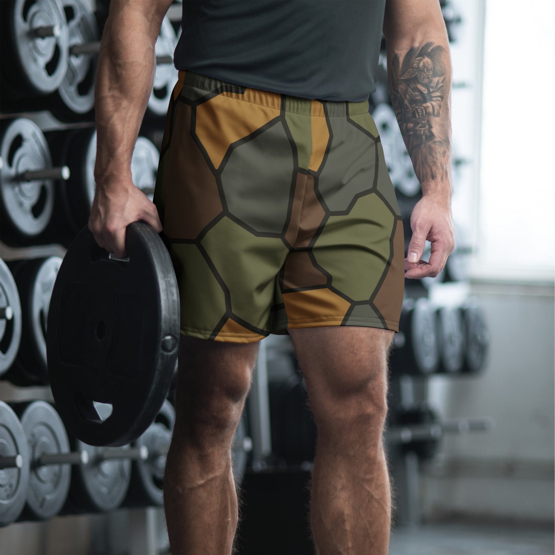 German World War I Turtle Shell Stahlhelm Helmet CAMO Unisex Athletic Long Shorts - 2XS