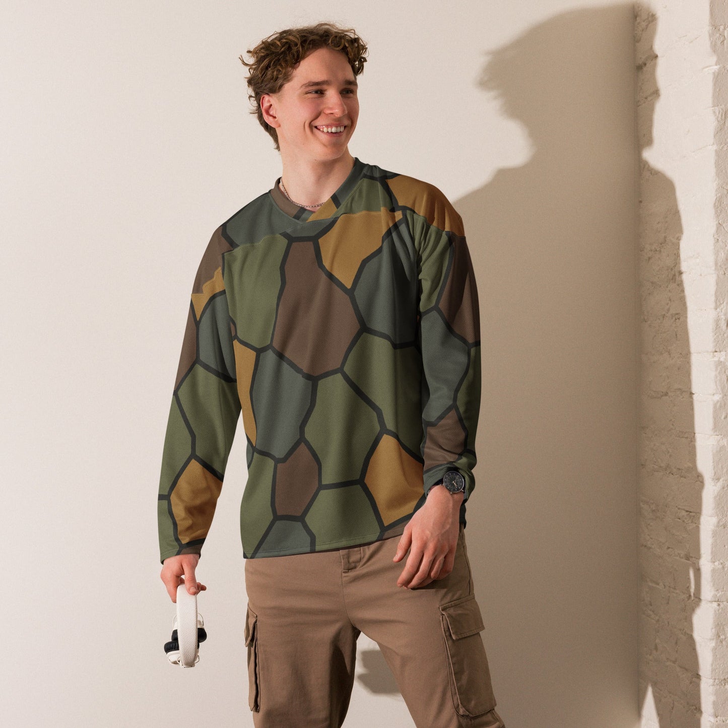 German World War I Turtle Shell Stahlhelm Helmet CAMO Unisex Hockey Fan Jersey