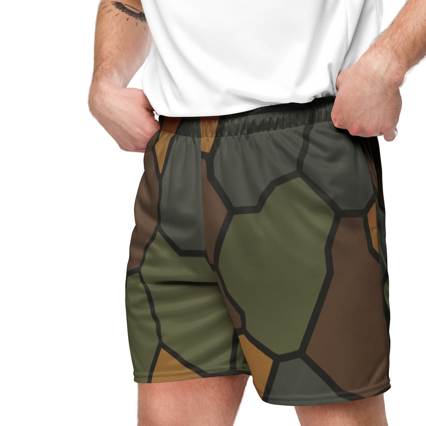 German World War I Turtle Shell Stahlhelm Helmet CAMO Unisex Mesh Shorts