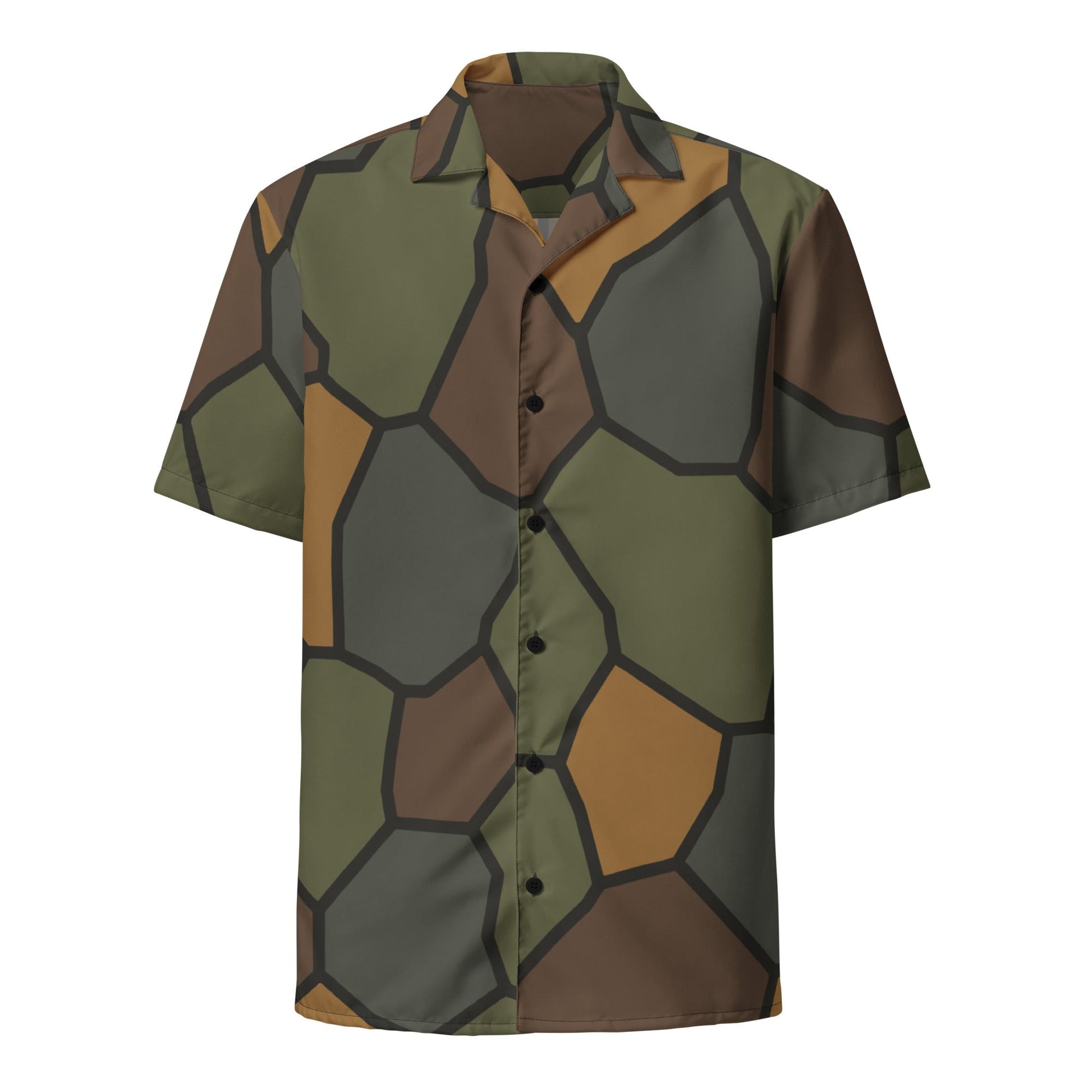 German World War I Stahlhelm Helmet CAMO Unisex Short-Sleeve Button Shirt