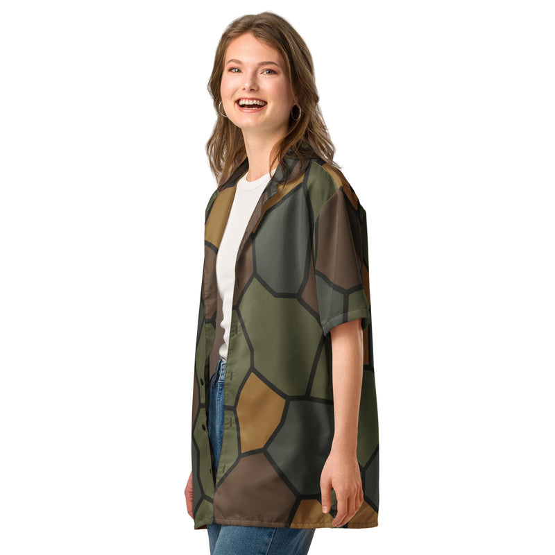Turtle Shell Stahlhelm CAMO Unisex Short-Sleeve Button Shirt - Button-Up