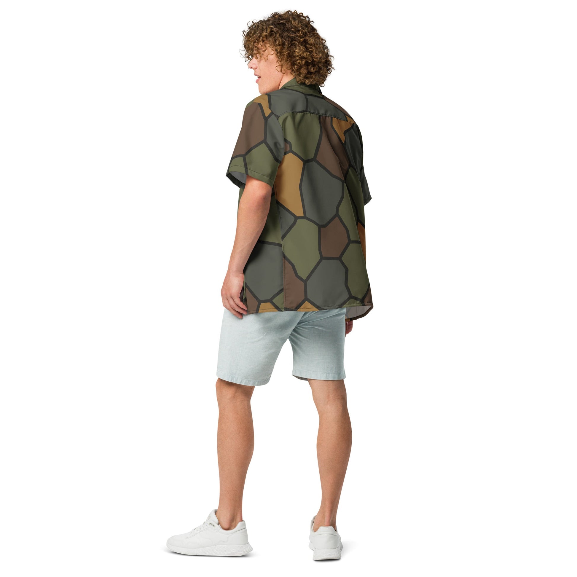 German World War I Stahlhelm Helmet CAMO Unisex Short-Sleeve Button Shirt