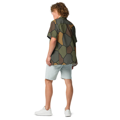 German World War I Stahlhelm Helmet CAMO Unisex Short-Sleeve Button Shirt