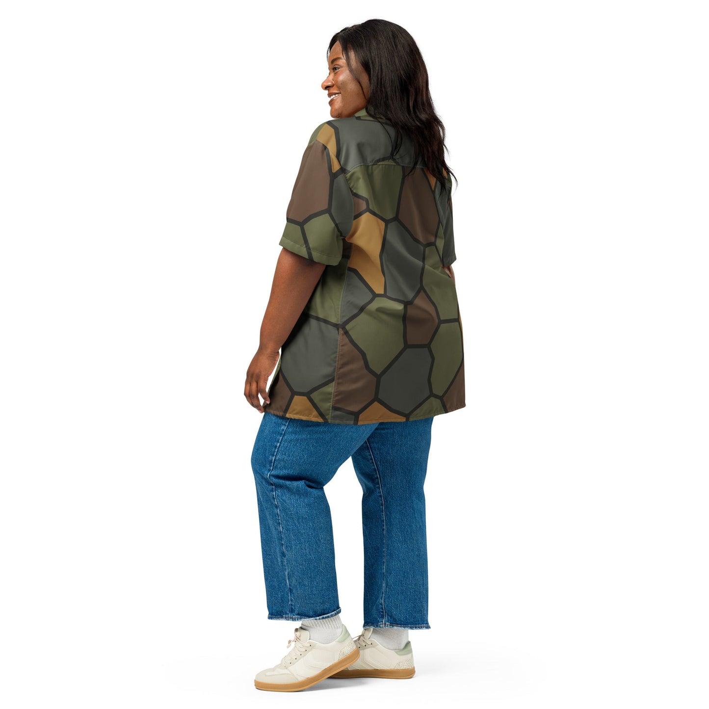 German World War I Stahlhelm Helmet CAMO Unisex Short-Sleeve Button Shirt