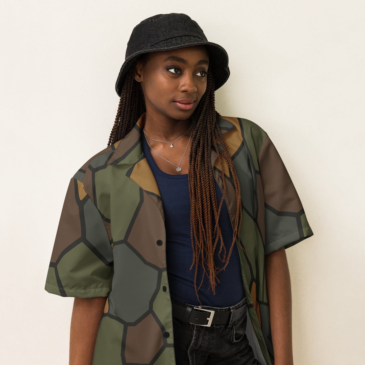 German World War I Stahlhelm Helmet CAMO Unisex Short-Sleeve Button Shirt