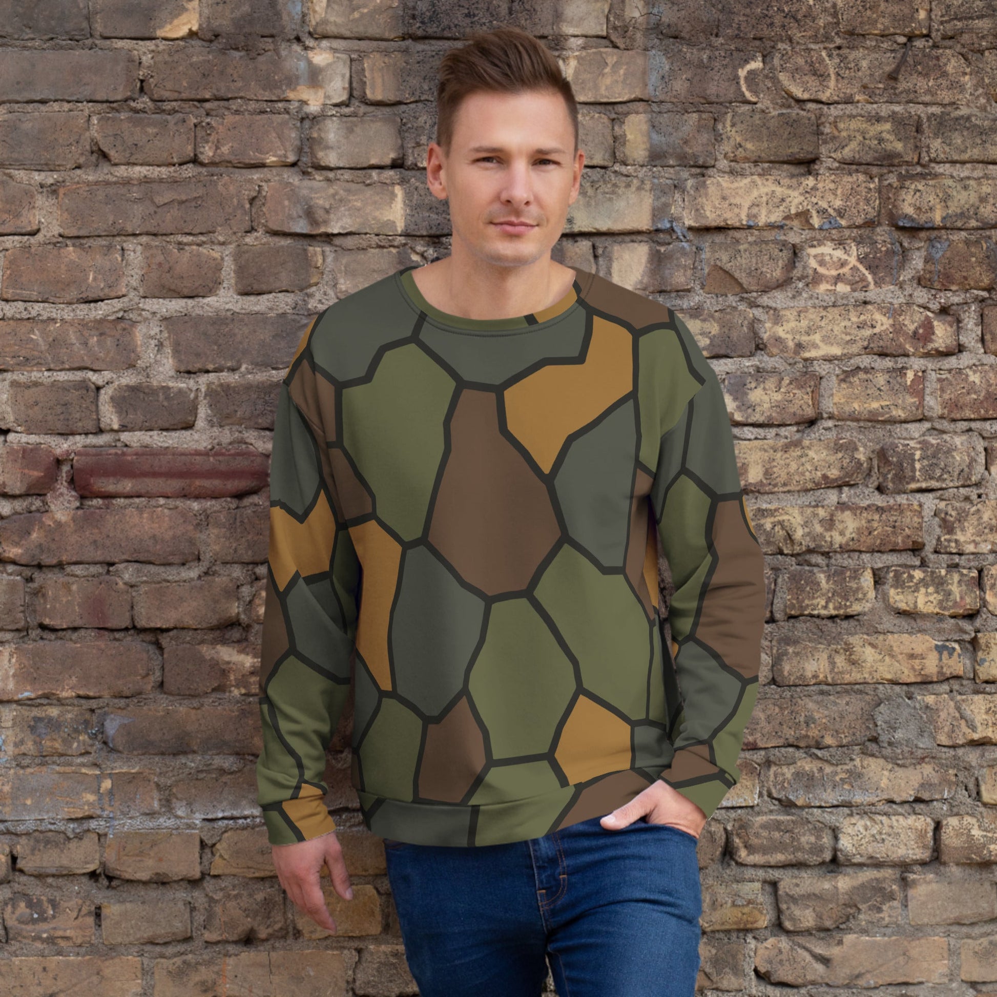 German WWI Turtle Shell Stahlhelm CAMO Unisex Sweatshirt - 2XS