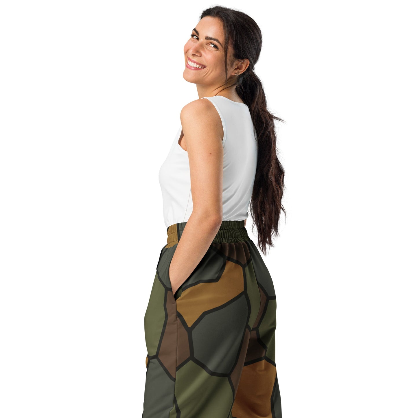 German WWI Turtle Shell Stahlhelm CAMO Unisex Wide-Leg Joggers