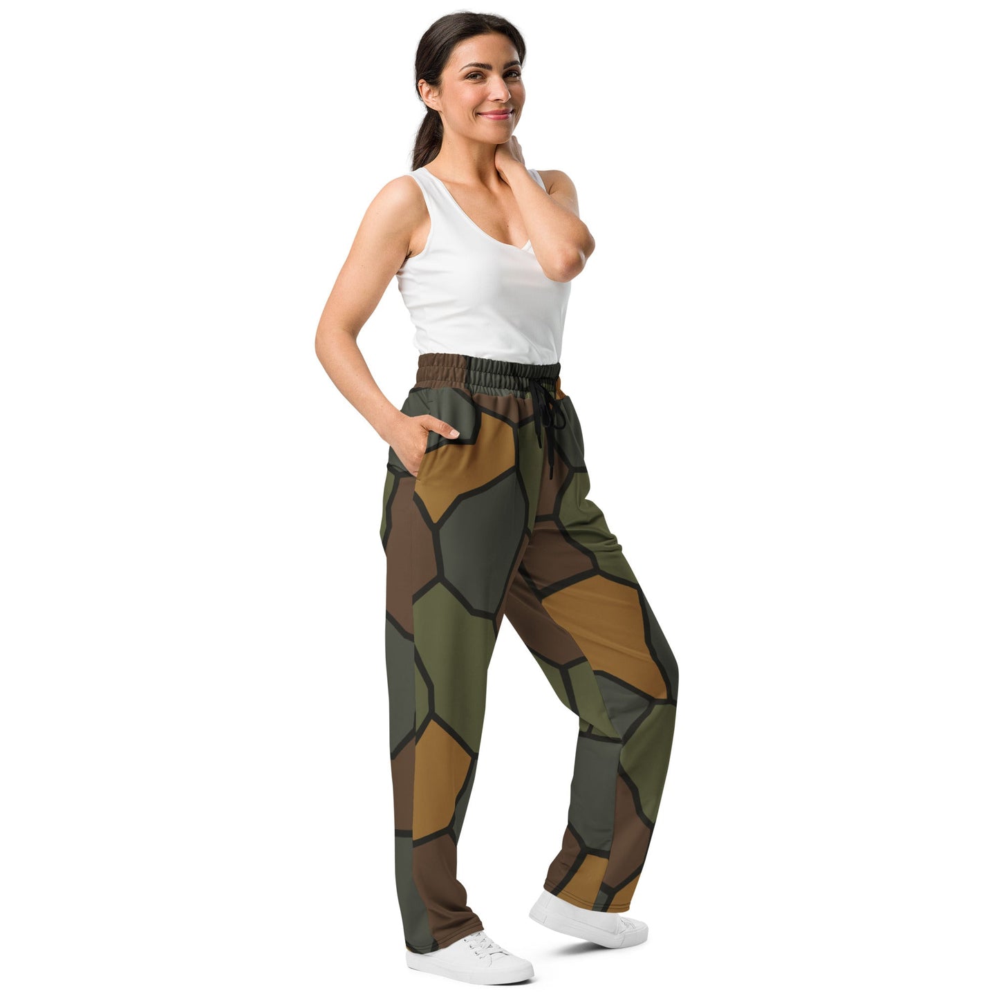German WWI Turtle Shell Stahlhelm CAMO Unisex Wide-Leg Joggers