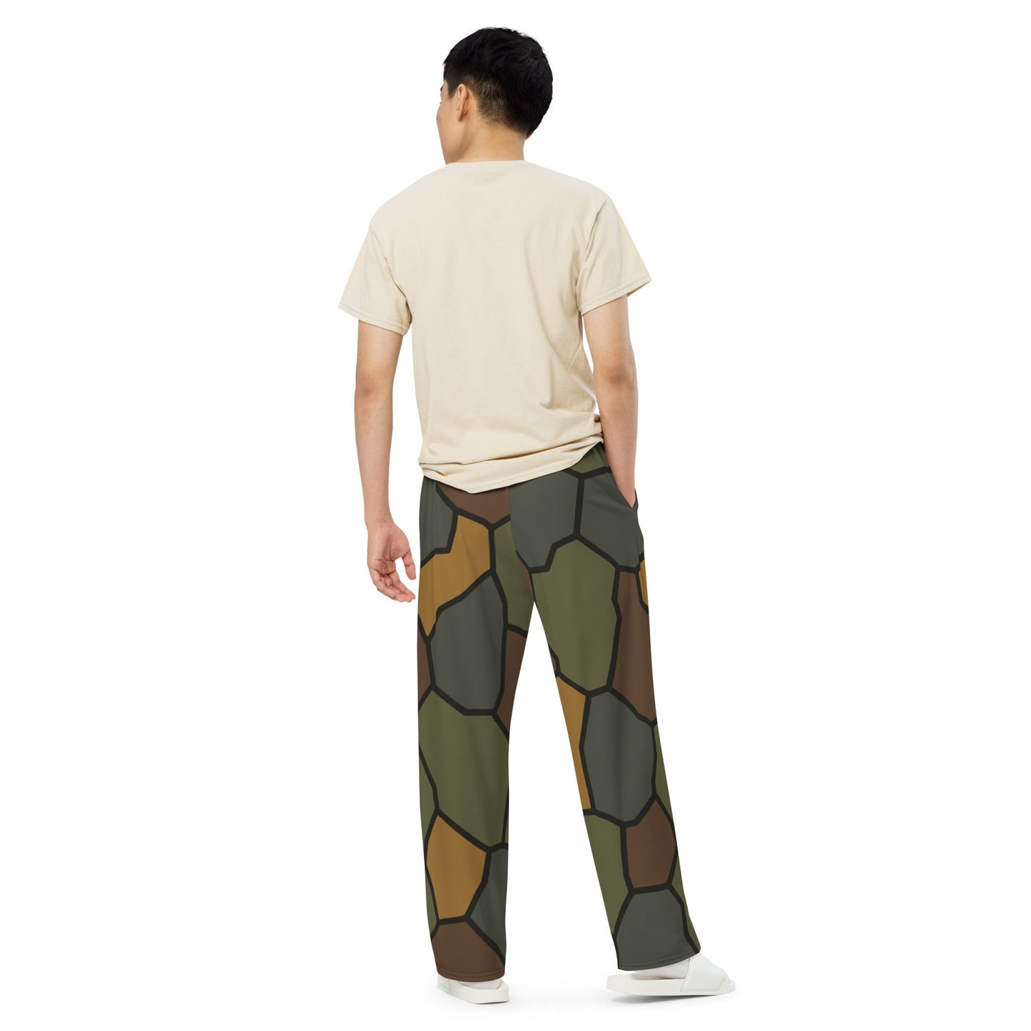 German World War I Turtle Shell Stahlhelm Helmet CAMO Unisex Wide-Leg Leisure Pants