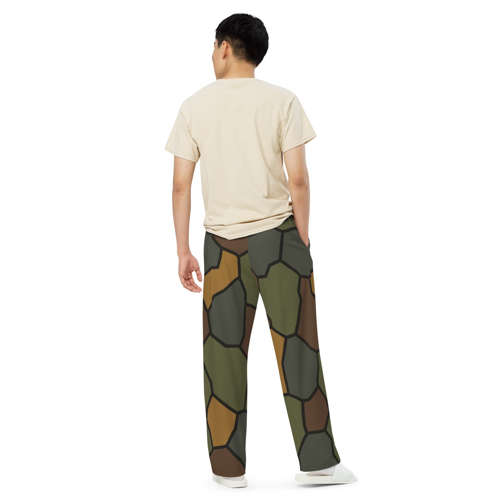 German World War I Turtle Shell Stahlhelm Helmet CAMO Unisex Wide-Leg Leisure Pants
