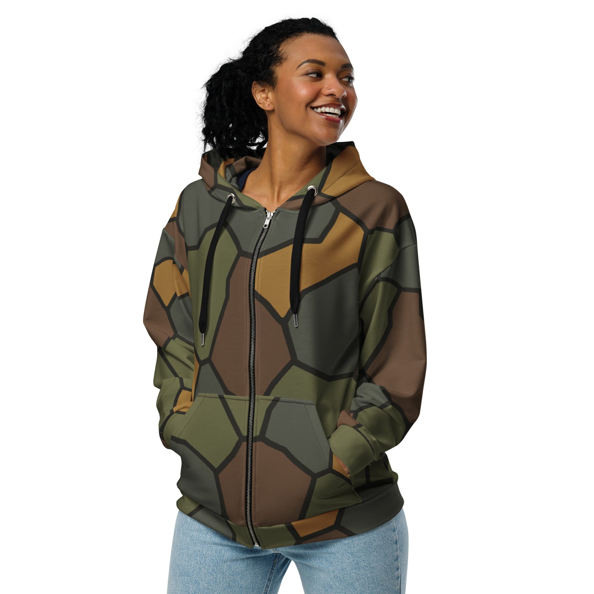 German WWI Turtle Shell Stahlhelm CAMO Unisex Zip Hoodie